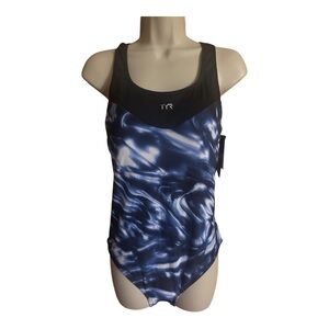 TYR Womens Durafast Elite Racerback Controlfit One Piece Swimsuit Size 12 Blue